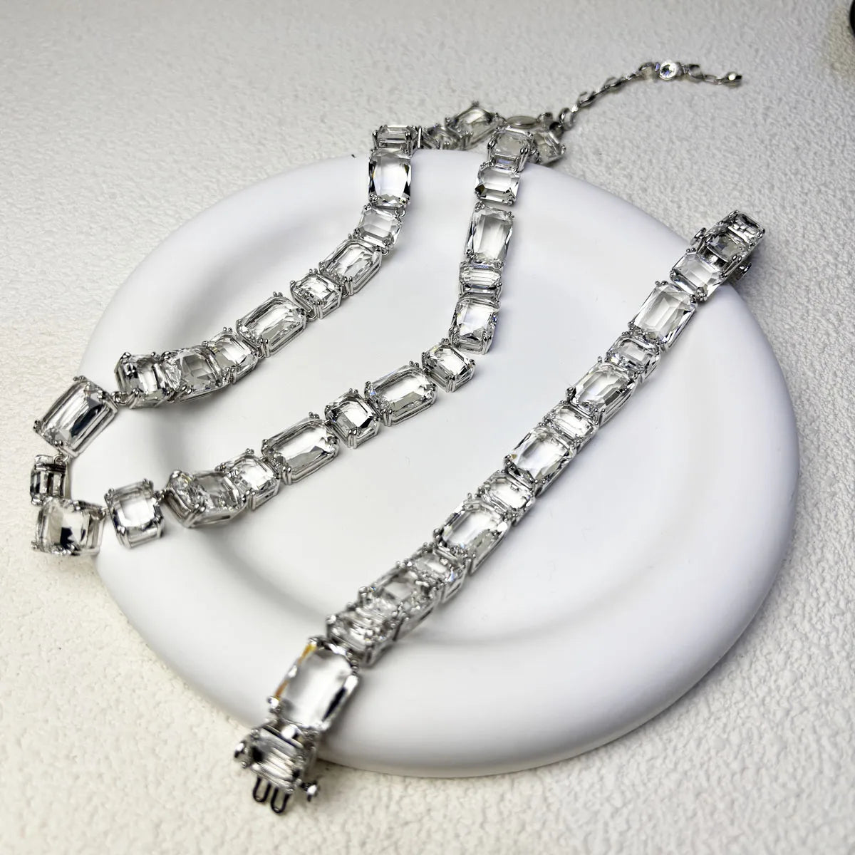 Original Charms Fine Jewelry Set Women Several Purple Zircon Crystal Necklace Bracelet Earrings Stainless Steel Romantic Gift