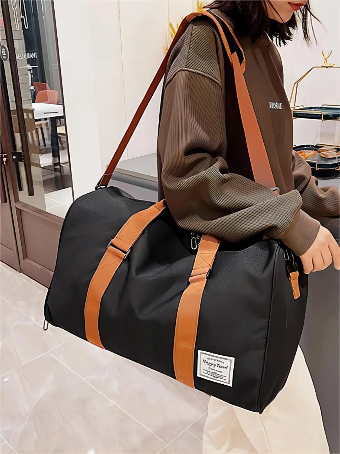 Men's Fashion Simple Duffle Bag Casual Large Capacity Sports Handbag Travel Bag Gym Bag Nylon Shoulder Bag Crossbody Bag