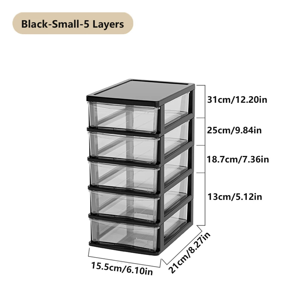 Desktop Storage Box with Drawers 2-6 Layers - Heightened Table Organizer for Office Home