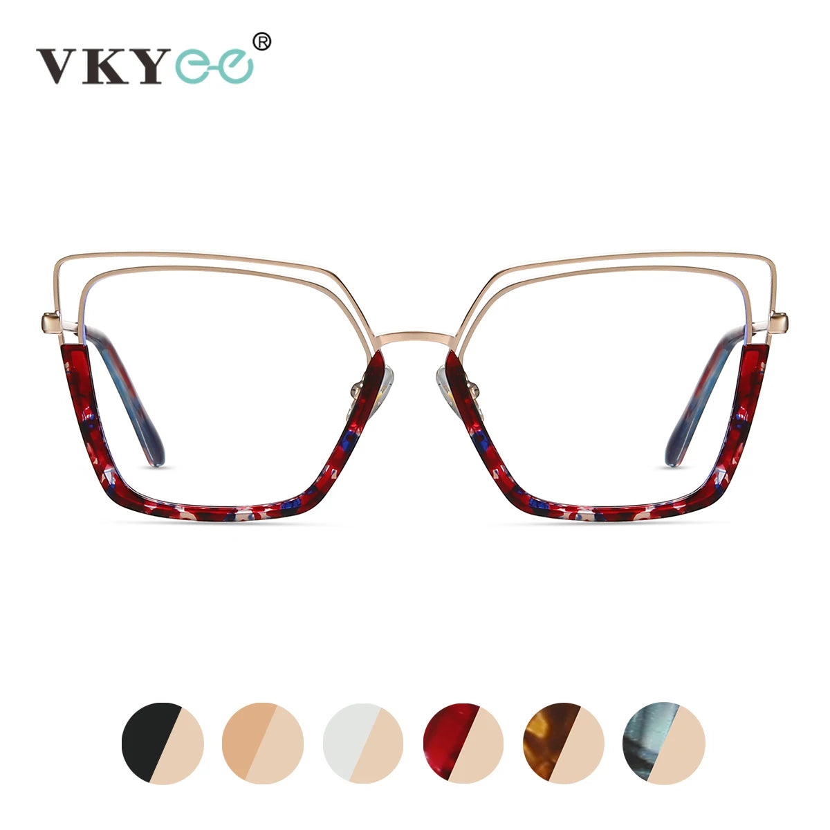 VICKY Fashion Geometric Square Large Frame Personalized Design Women's Anti-Blue Light Reading Glasses Customizable Prescription