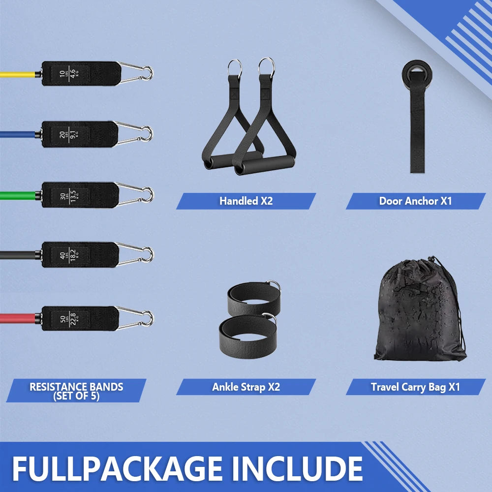 Resistance Band Set, Exercise Bands,Work Out Bands with Handles for Men and Women Fitness, Strength Training Home Gym Equipment