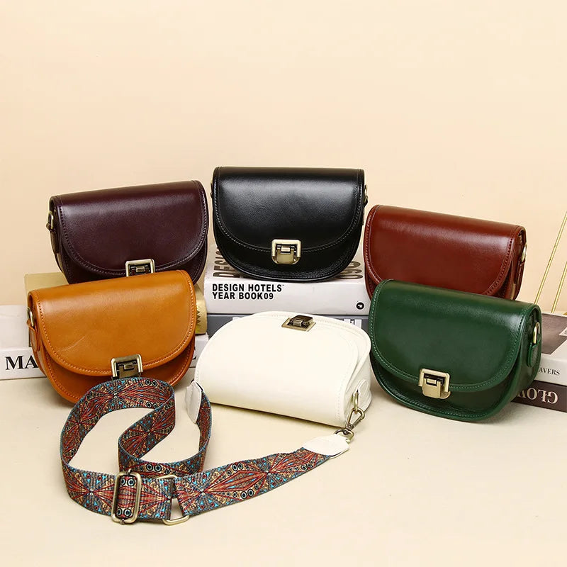 2023 New Style Real Leather Women's Bag Vegetable Tanned Genuine Cow Leather Single Shoulder Messenger Bag Lady Popular Purse