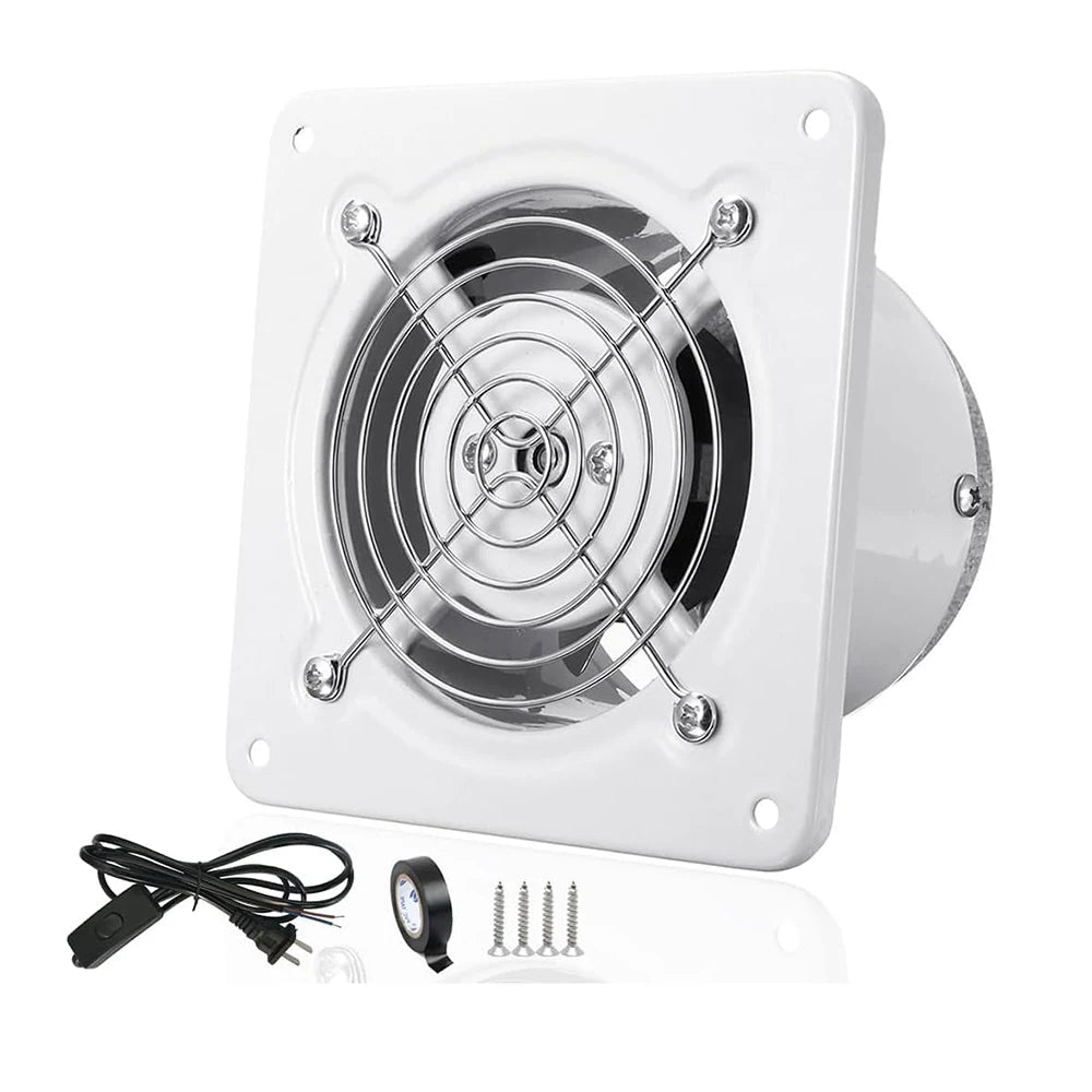 Silent Exhaust Fan Wall-Mounted 4-Inch 100mm Window-Type Bathroom Exhaust Fan Ventilation and Air Exchange Fan Duct Extractor