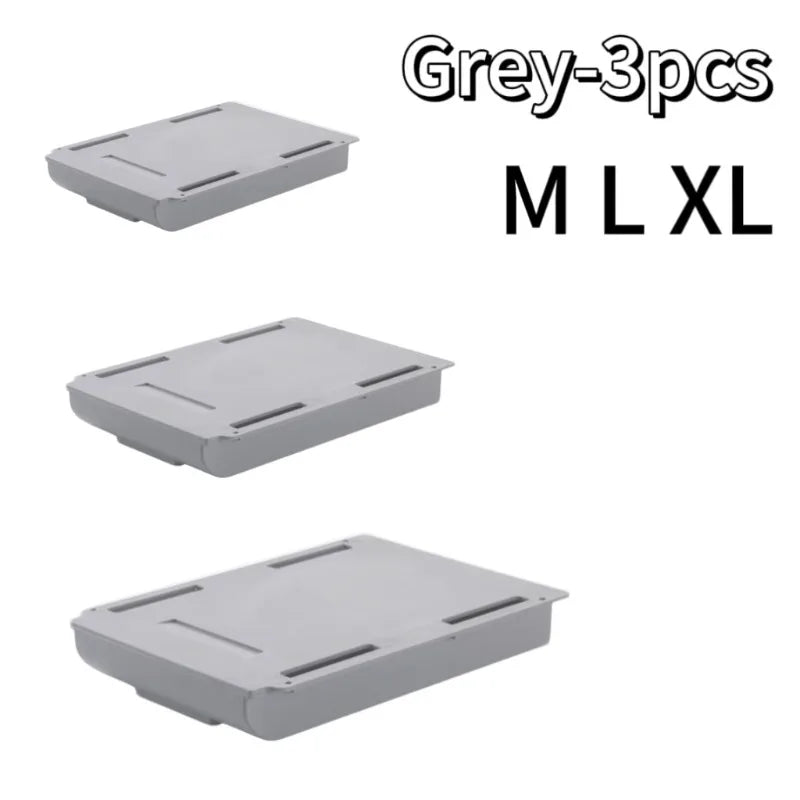 White Self-Adhesive Storage Drawer Box Makeup Pencil Tray Desk Hidden Under Desk Stand Self-adhesive Under-drawer Storage Boxes