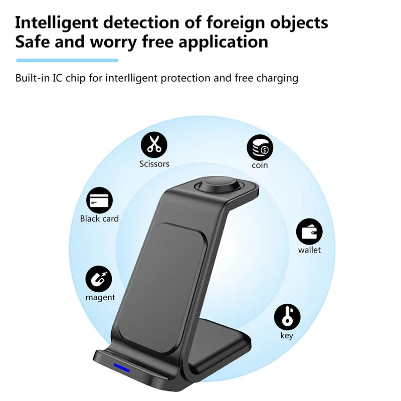3-in-1 Wireless Charger Magnetic Stand 30W Output Power Travel Charger for iPhone Smart Watch Earphone with Holder