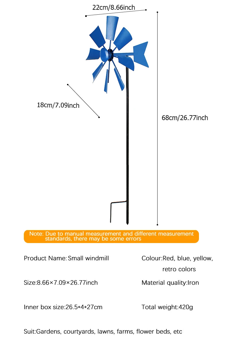1PCS Creative Metal Rotating Windmill Outdoor Decoration Wrought Iron Windmill Pastoral Decoration Garden Courtyard Arrangement