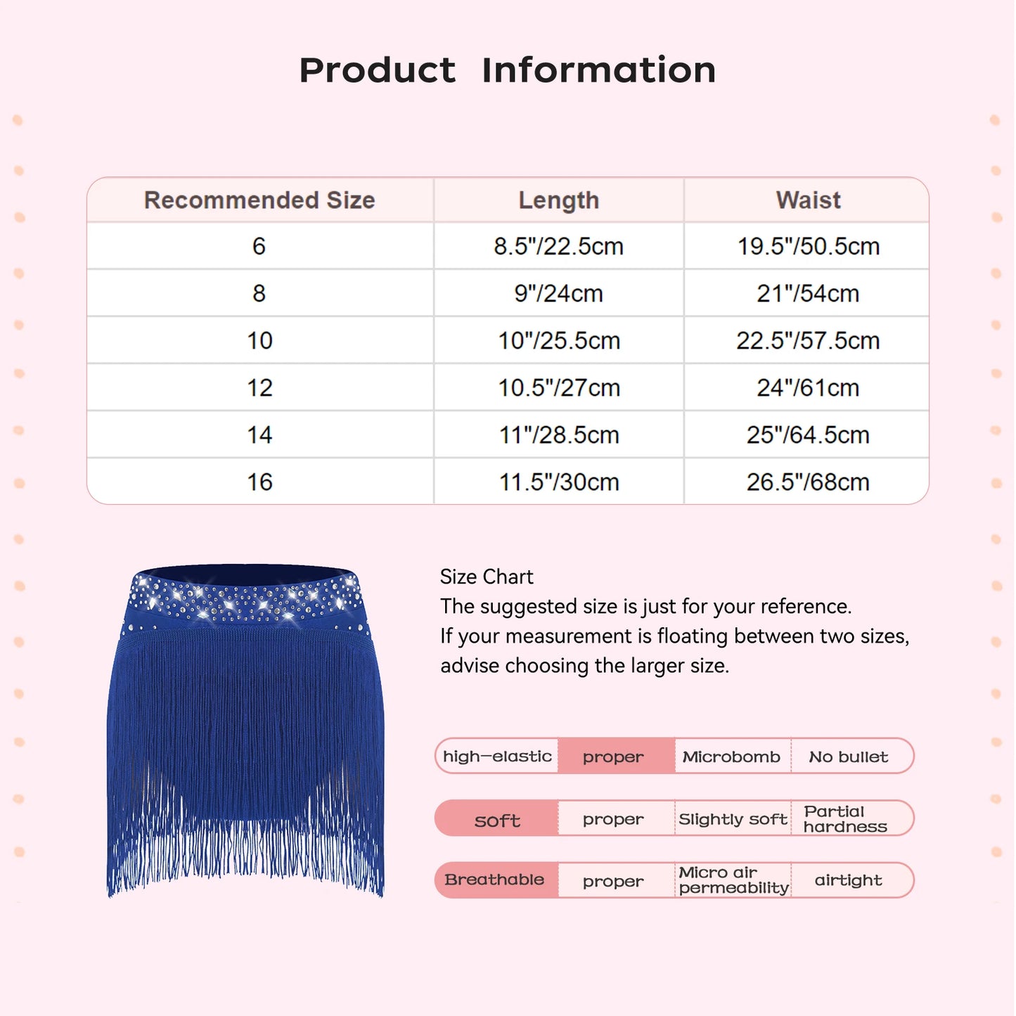 Girls Sparkly Sequins Latin Jazz Tango Dance Skirts Elastic Waistband Fringe Skirt with Safety Shorts Dance Performance Costumes