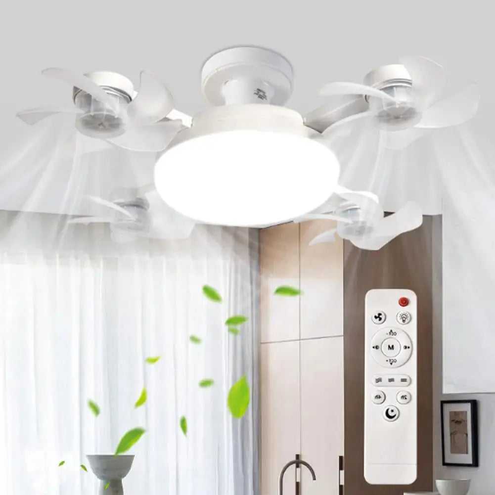 Drone Style Ceiling Fan Light E27 Base Remote Controlled Dimmable 3 Color LED Design  Retractable Blades for Living Room
