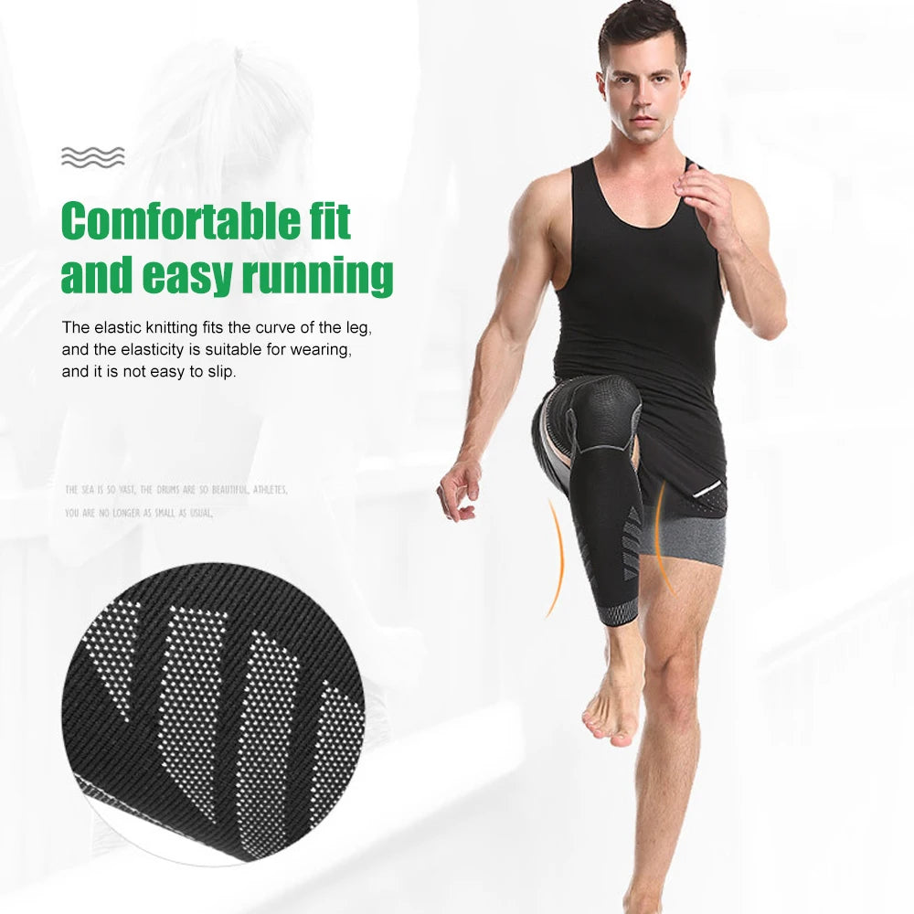 1Pair Full Leg Sleeve Long Compression Knee Brace Protect Leg for Men Women for Basketball Arthritis Cycling Sport Football