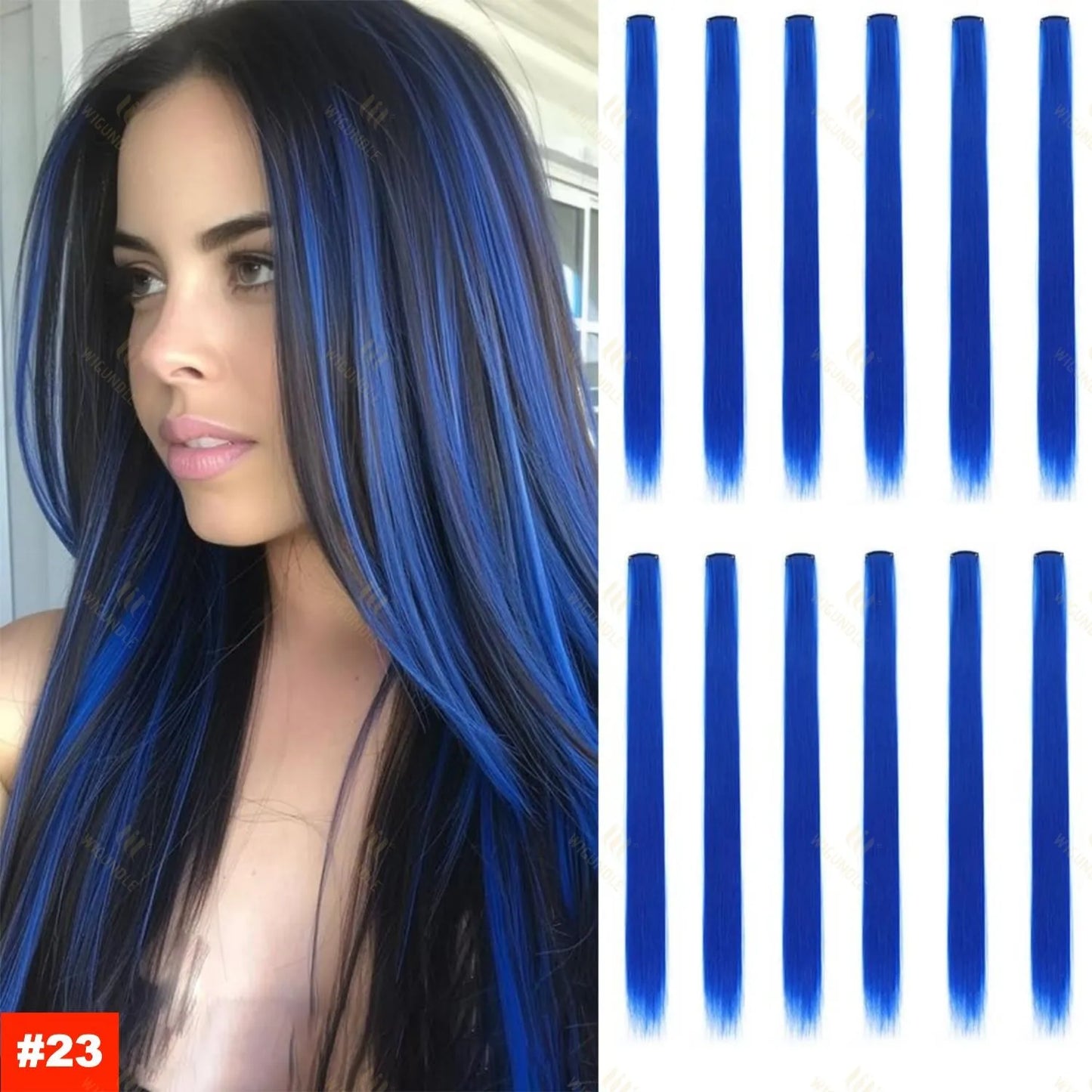 18 Color Clip Style Hair Extensions 22 Inch Color Hair Extensions High Gloss Long Straight Synthetic Wig For Children Women