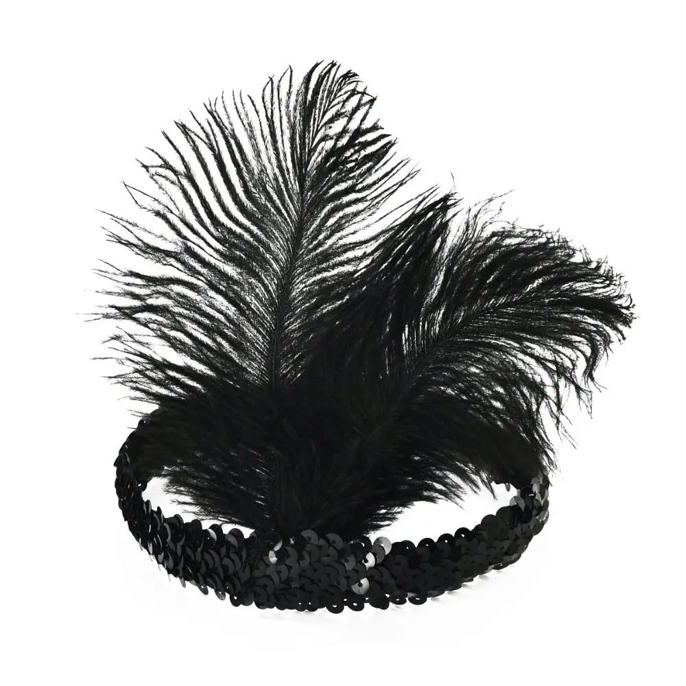 Hair Accessories Feather Headwear Tassel Diamond Cosplay Dress Headwear Black Makeup Party Masquerade Hair Band Women Hairband