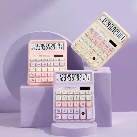 12-bit High-Precision Desktop Calculator -Large Display, Big Buttons , No Batteries Required,solar and battery dual power supply