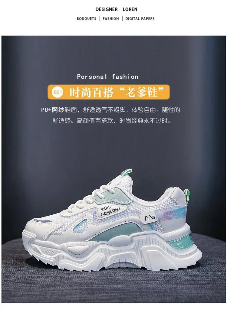 Women‘s Shoes 2023 New Fashion Breathable Mesh All-match Casual Shoes Lace Up Female Platform Shoes Sneakers Woman Zapatos Mujer