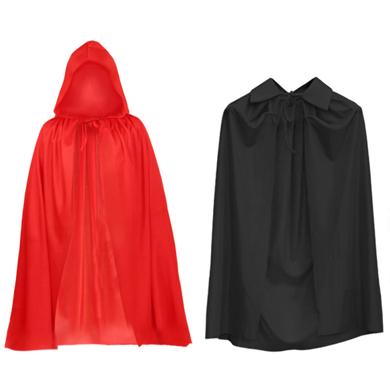 Halloween Costume For Men Woman Kids Female Girl Boy Adult Death Scary Devil Role Red Black Witch Vampire Long Cape Cloak Hooded