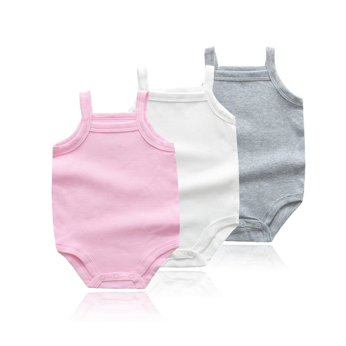 3PCS/SET Summer Baby Girl Clothes Cotton Material Vest Baby Jumpsuit Solid Color Soft And Comfortable Newborn Baby Bodysuit