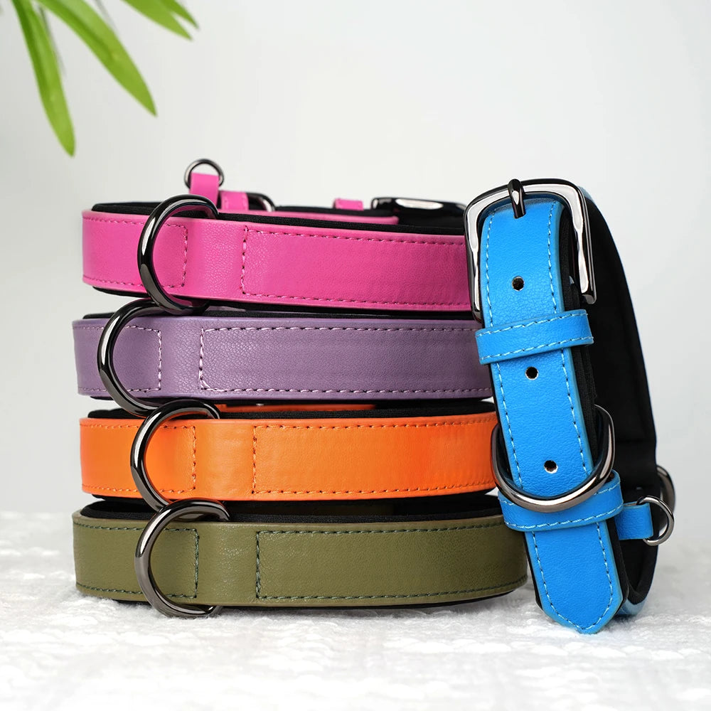Soft Padded Dog Collar PU Leather Dogs Collars Adjustable For Small Medium Large Dogs Beagle Collar Pitbull Bulldog Chihuahua