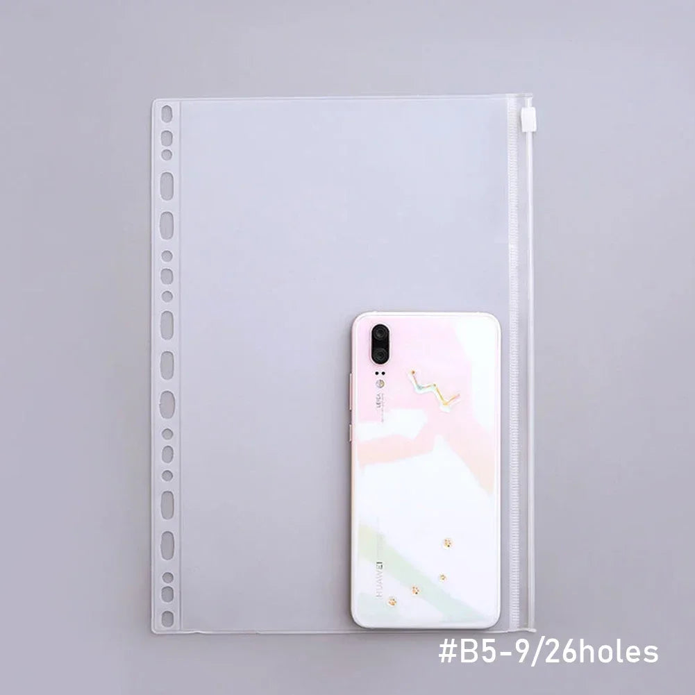 1PCS/LOT A5/A6/A7 Storage Bag School Office Supply Transparent Loose sheet Notebook zipper Self-sealing File Holder