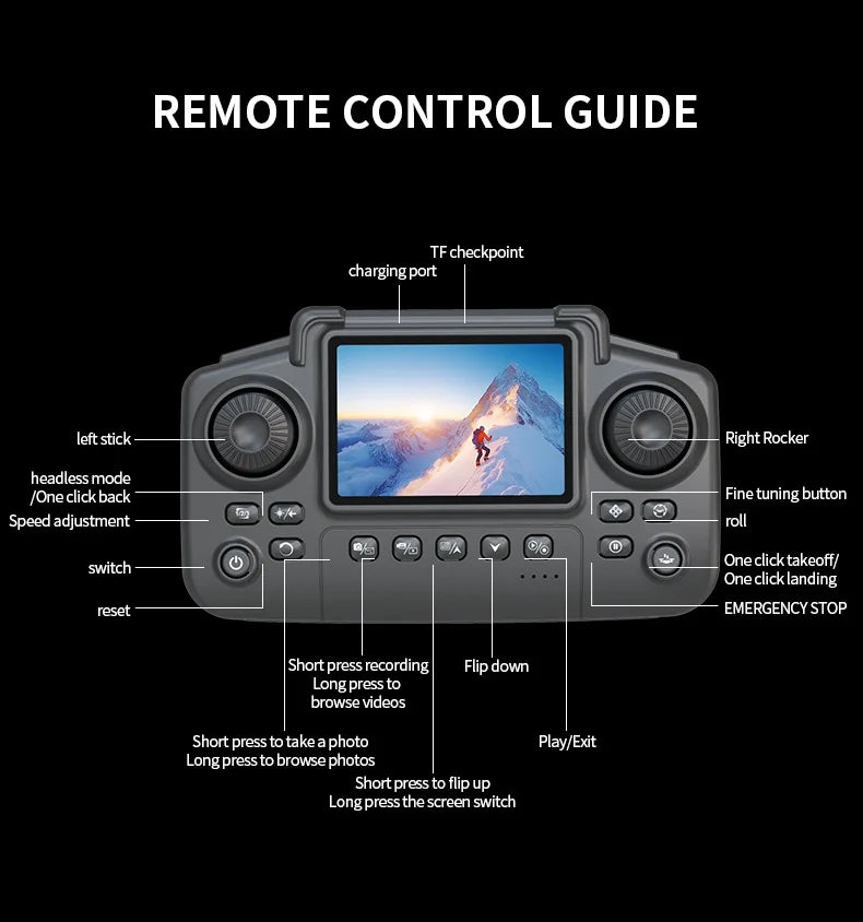 E99 PRO Drone Screen Control Aerial Drone High Definition Dual Camera Remote Control Aircraft, Folding Quadcopter Kid Gift