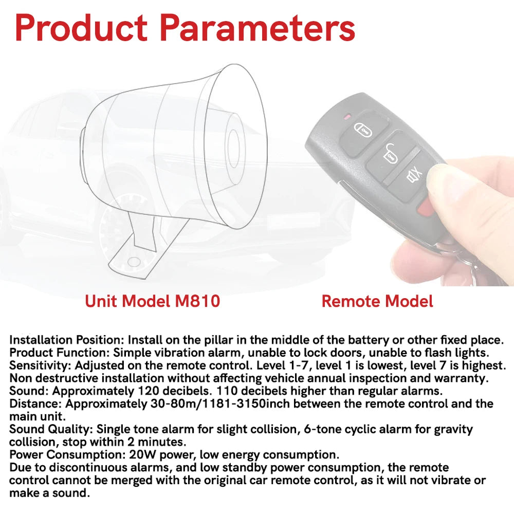 Universal 12V Car Alarm System 1 Way Vehicle Burglar Alarm Siren Security Protection With 2 Remote Control Car Motorcycle Truck