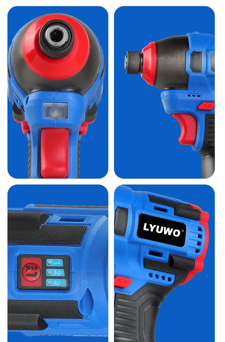 LYUWO 16V Electric Drill Screwdriver 160N.m impact Driver cordless drill Household Multifunction Hit Power Tools