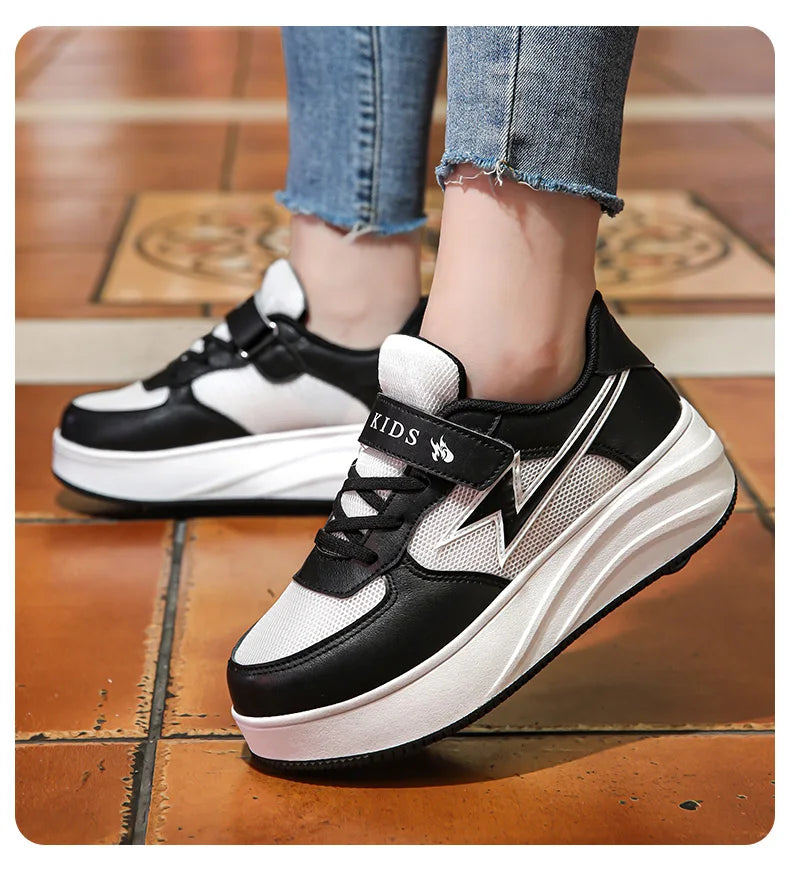 Children's walking shoes Girls 2025 new breathable roller skates boys primary school four wheel roller shoes can walk and slide