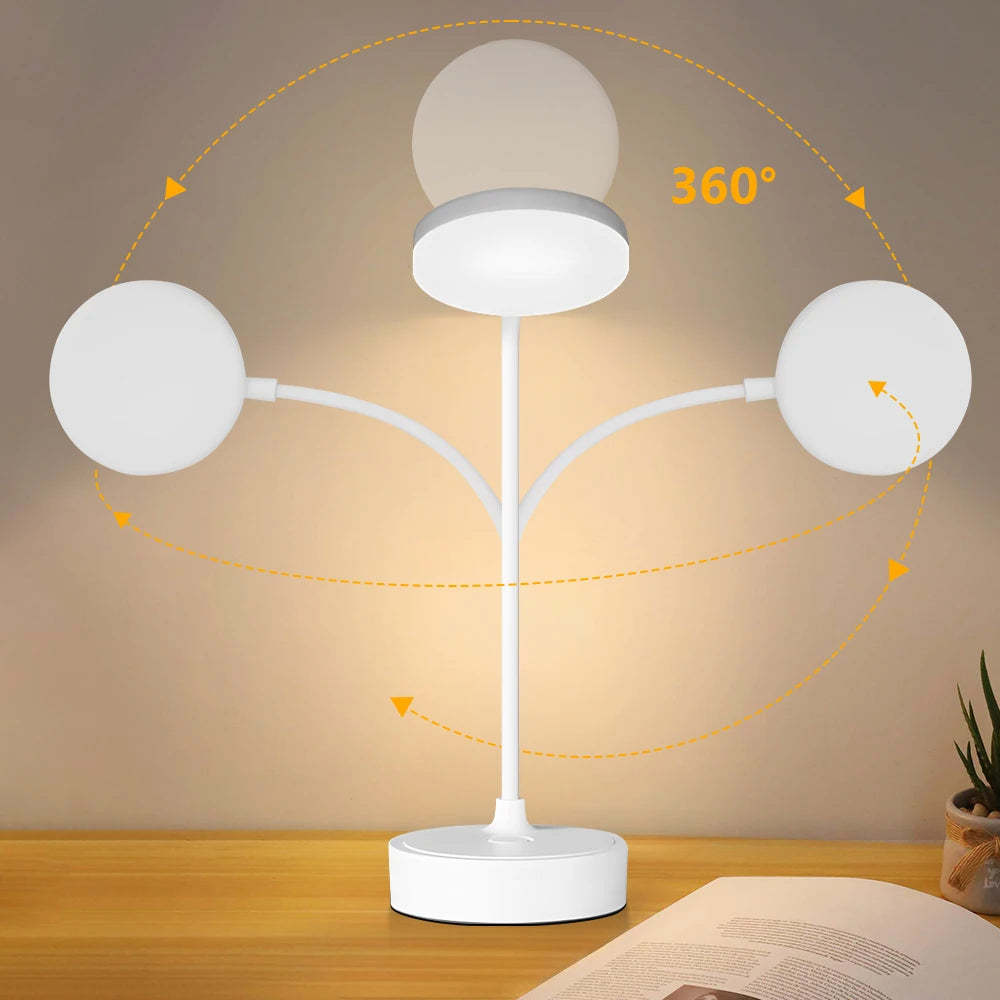 Dual Head Clip Table Lamp LED Rechargeable Eye Protection Desk Lamp Flexible Dimmable Night Lamp For Children Study Kids Reading