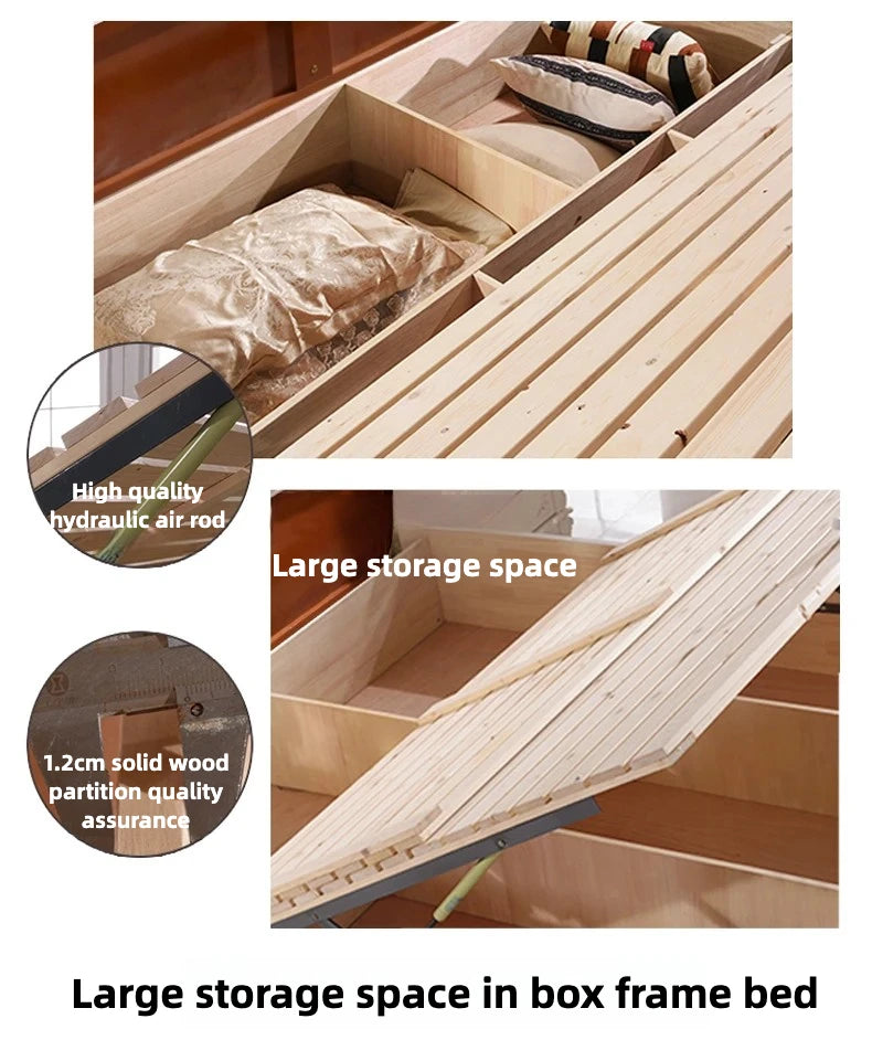 Vintage Modern Bed Multifonction Nordic Unique Queen French Bed Lounge Woode Headboard Camas Matrimonial Bedroom Furniture