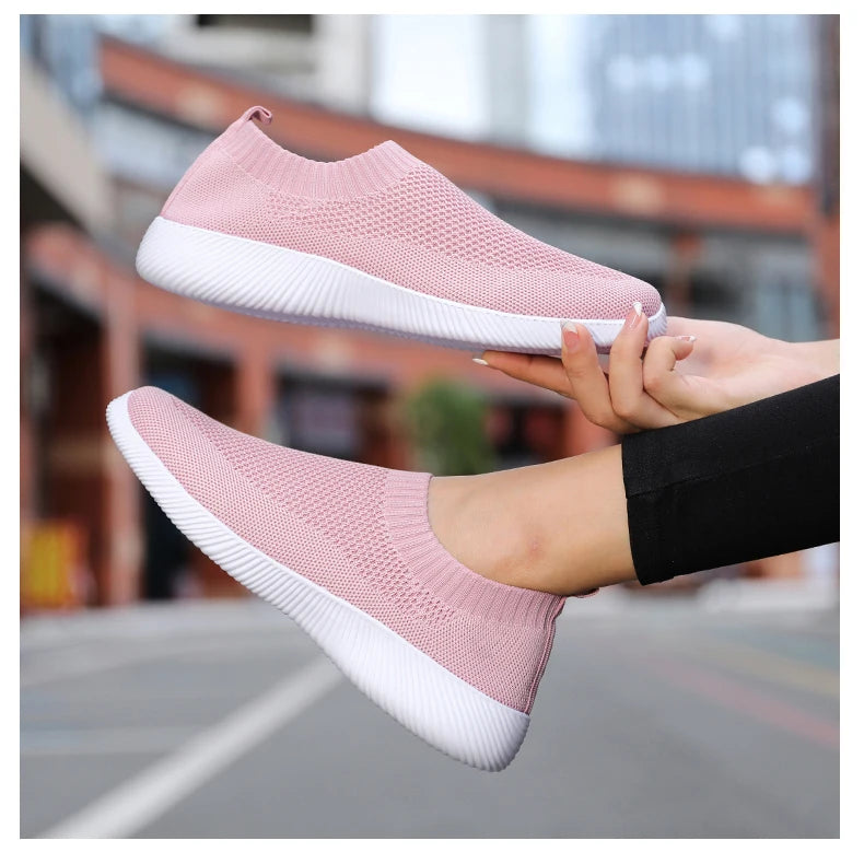 2024 Spring Women Shoes Knitting Sock Sneakers Women Flat Shoes Casual Breathable Sneakers Flats Walking Shoes for Women