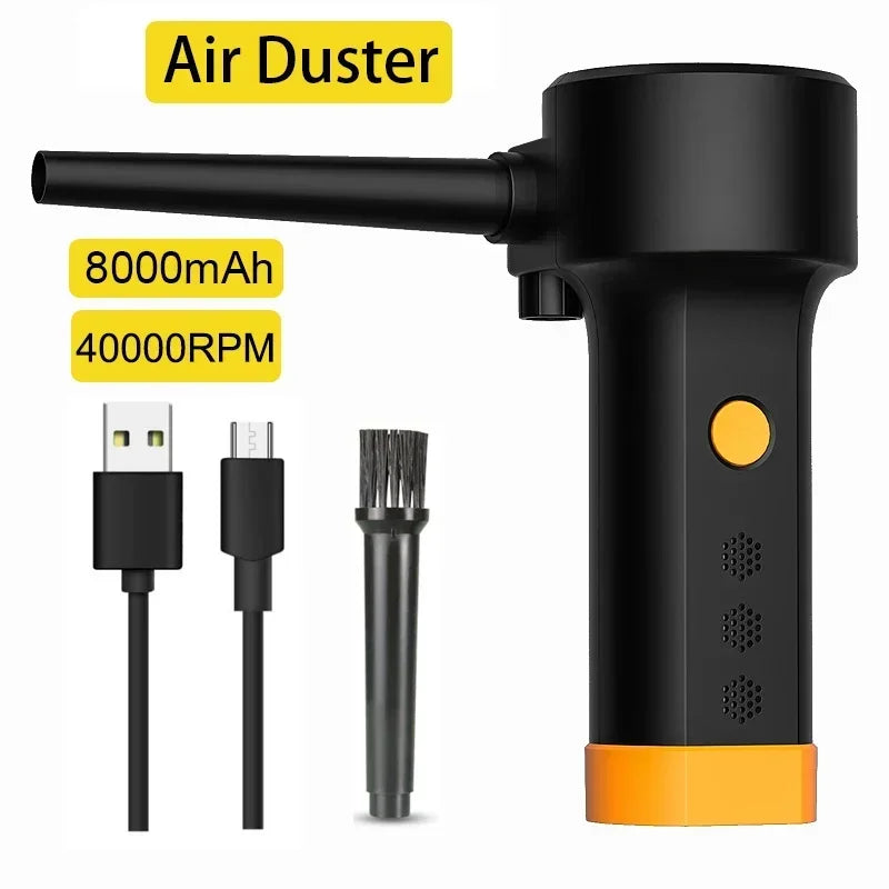 Electric Compressed Air Duster 2 in 1 Cordless Car Vacuum Cleaner Powerful Handheld Dust Air Blower for Pet Hair Office Keyboard