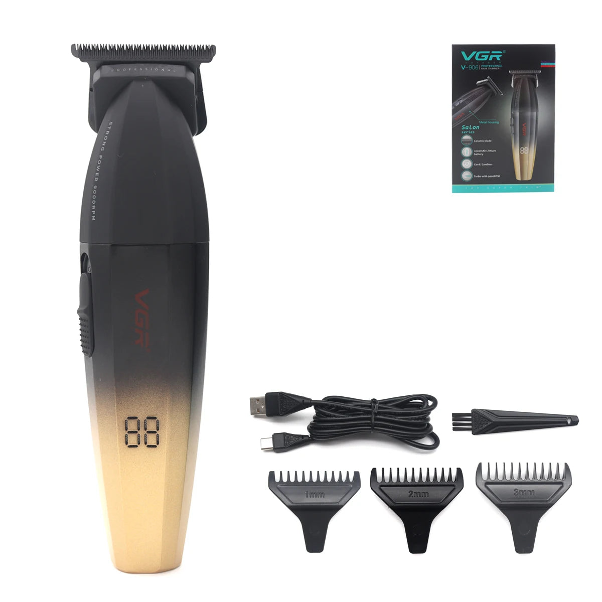 VGR WMARK Professional Hair Clipper for Men DLC Blade 9000RPM Double Foil Professional Barber Machines V003 V906 NG7982