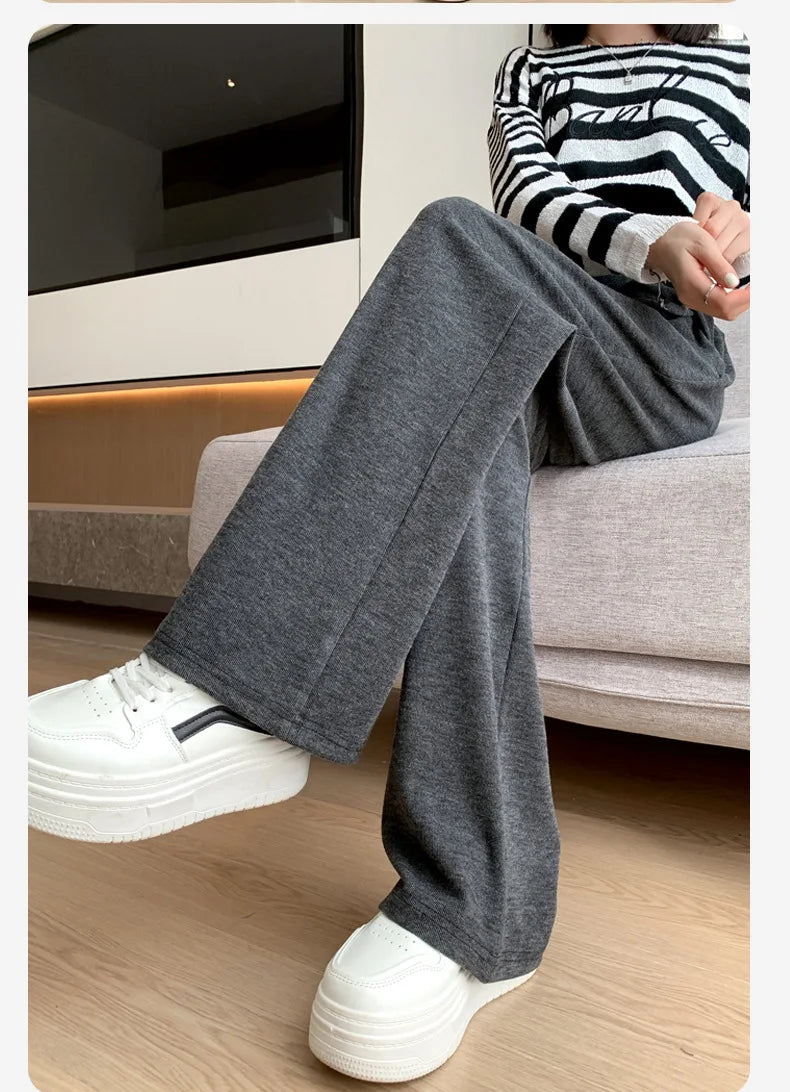 Maternity Pants Spring and Fall Wide-Legged Pants Low-Waisted Glutinous Pants Small Casual Straight Pants Maternity Clothing