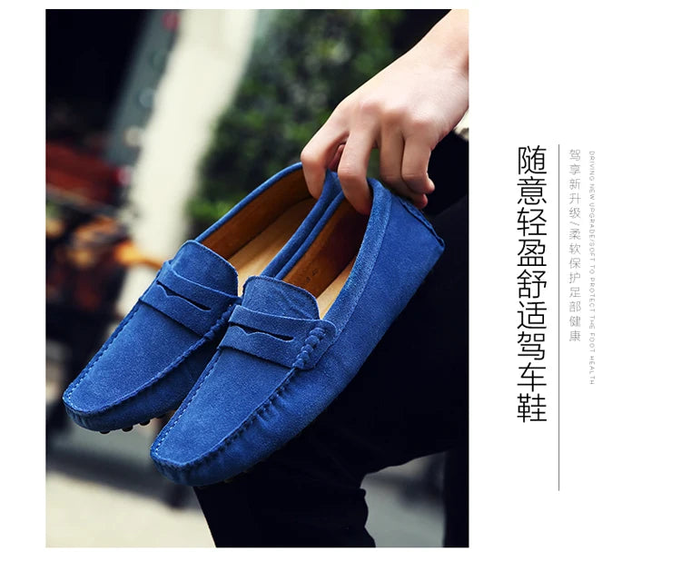 Men's Casual Fashion Genuine Leather Loafers Moccasins Slip-On Driving Shoes 38-50 Size Range Male Flats Comfort Footwear
