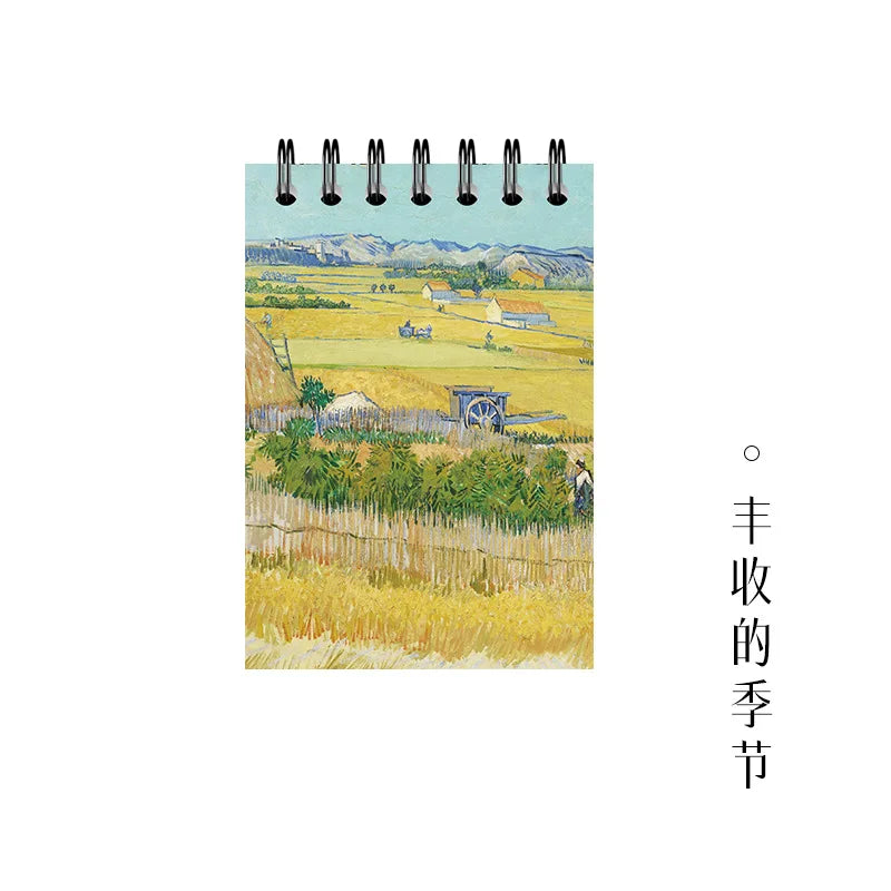 Pocket Notebook Famous Painting Van Gogh Monet Horizontal Line Coil Note Word Book Record Book Journal Diary Planner Stationery