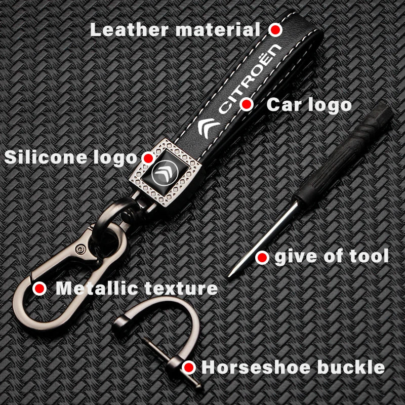 Alloy Leather Car Key Rings Holder Lanyard for Citroen DS C3 C4 Picasso Aircross C5 Aircross Elysee Berlingo Xsara Accessories