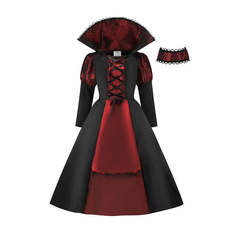 Halloween Fantasy Costumes for Kids Gothic Ghost Bride Red Vampire & Day of The Dead Cosplay Girls & Boys