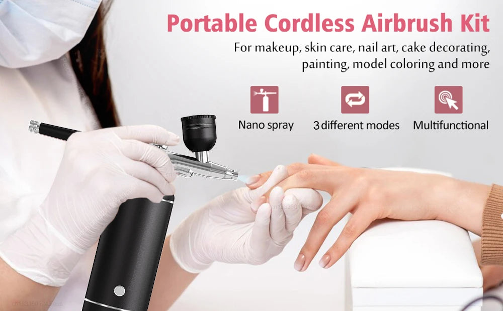 Airbrush Nail Art Kit with Compressor Mini Airbrush for Nail Art Cake Painting Crafts Airbrush Kit Portable Handheld Sprayer Gun