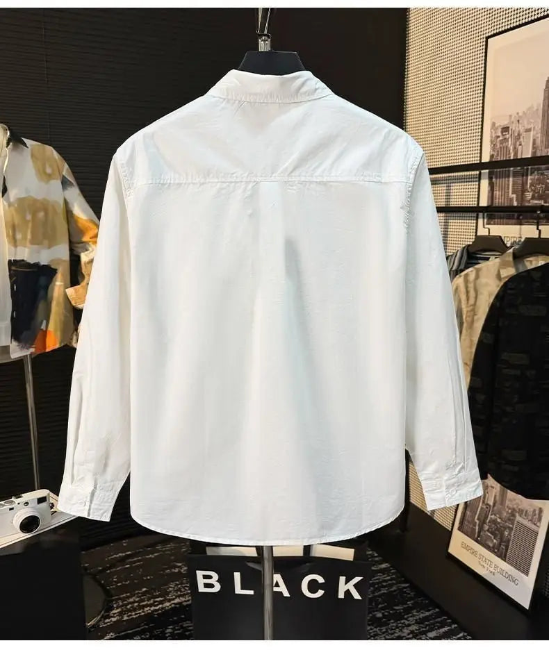 Embroidered Men's Shirts Fashionable Spring New Long-sleeved Versatile Trendy Loose Tops and Jackets Handsome and Casual