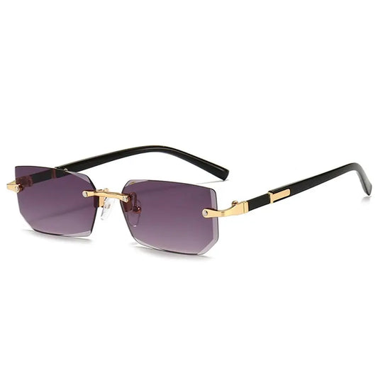 Trendy Rimless Sunglasses for Women Men Rectangle Fashion Shades Small Square UV400 Sun Glasses For Female Male Traveling Oculos