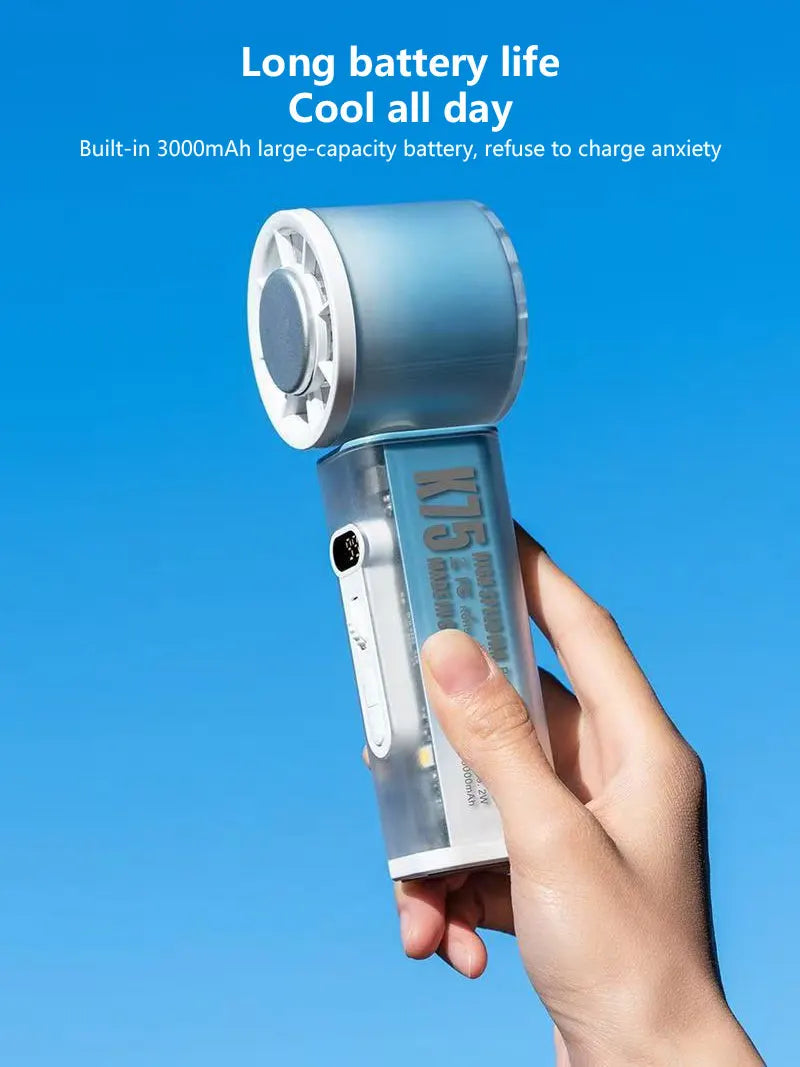 Lenovo Handheld Mini Fan Electric Hand Fans Ice Compress High-Speed Cooling USBRechargeable Portable LED Digital Display