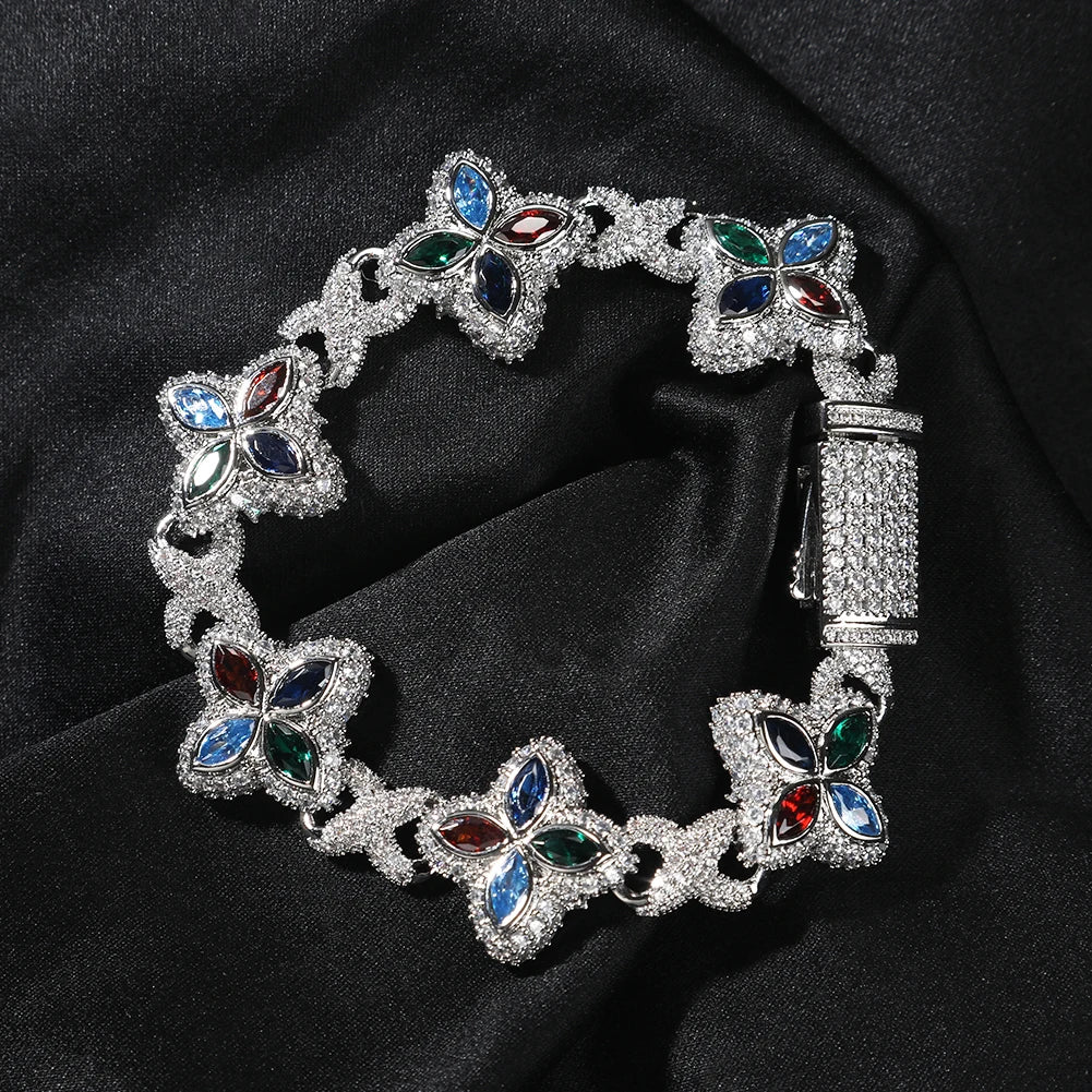 UWIN Multi Color CZ Floral Inifinity Chain Necklaces Pave Setting AAAAA Cubic Zircon Clover Necklace Fashion Jewelry for Gift