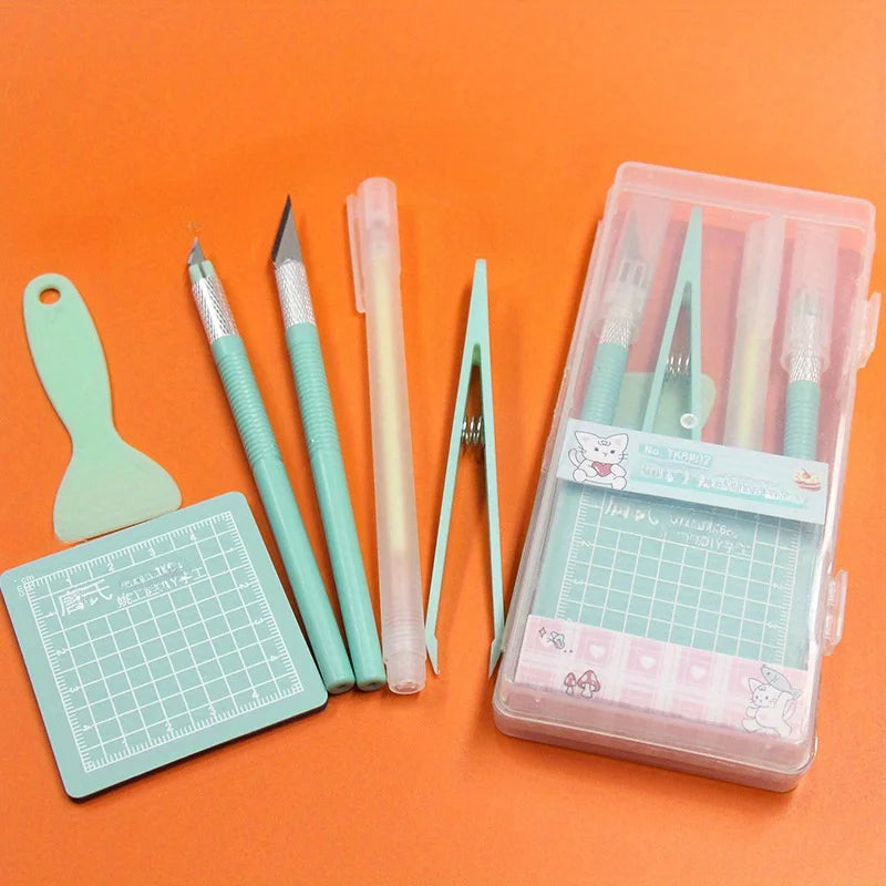 DIY Art Craft Tool Set with Cutting Mat & Sculpting Tools, Multi-Functional Creative Kit with Clear Storage Box for Handmade Pro