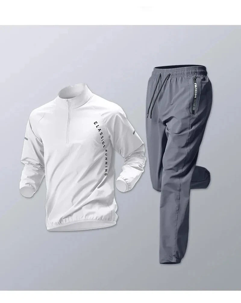 Men's Fall Running Tracksuit Casual Outdoor Quick-Dry Running Clothes for Autumn Spring Ideal Gym Track Field Sports Training