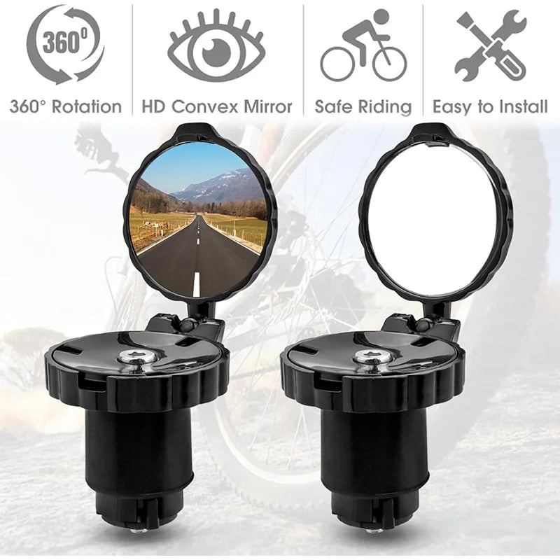 Bicycle Mini Handlebar Rearview Mirror Adjustable Rotate Clear Cycling Convex View Mirrors for MTB Road Bike Accessories
