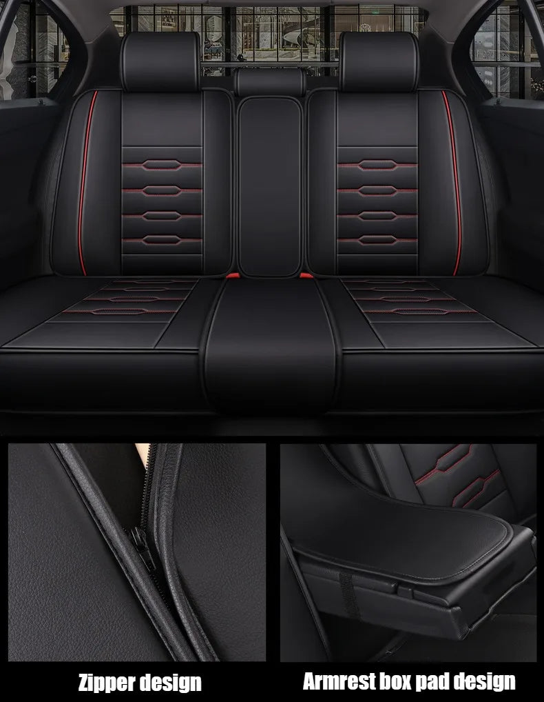 5- Seater Full Seat Universal Car Seat Cover, Breathable and Waterproof Faux Leather Automotive Seat Covers for Cars SUV Sedan