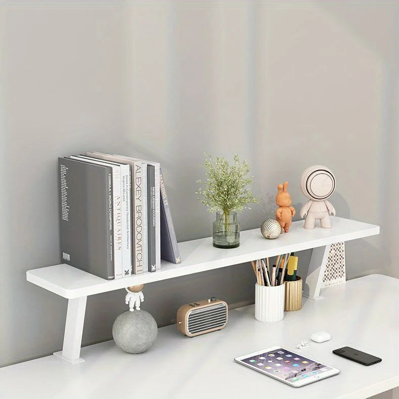 Versatile Desk Organizer with Metal U-Clamp - Sturdy Wooden Storage Rack for Office, Study & Reading