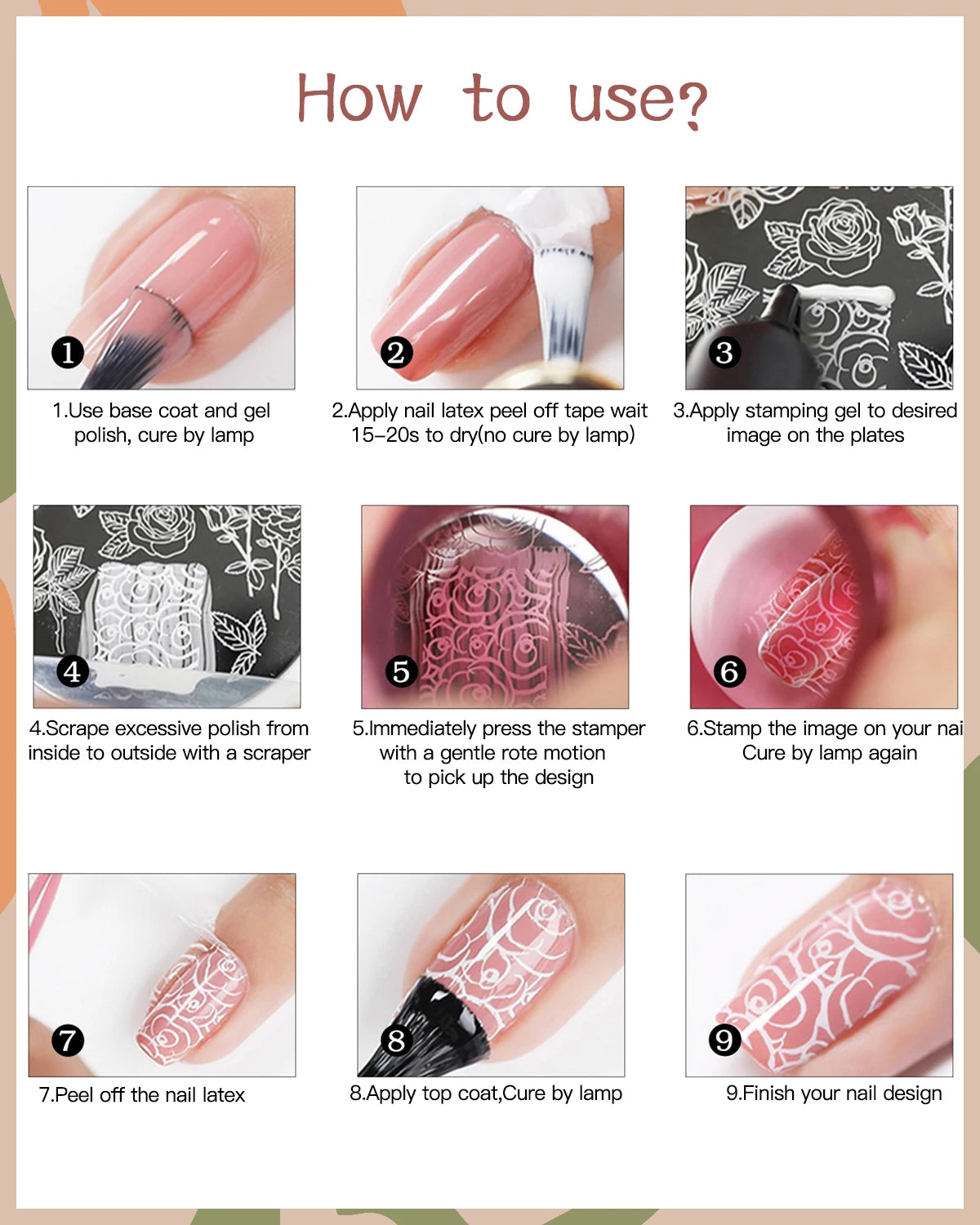 BIUTEE Nail Stamping Gel Polish Set 12 Colors Templates Stamp Print Oil UV Gel Varnish Soak Off Nail Art Kit Stamping Plate Tool