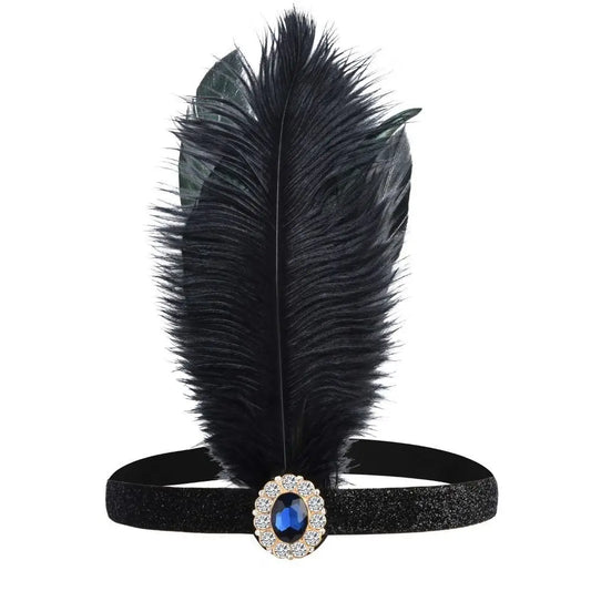 Hair Accessories Feather Headwear Tassel Diamond Cosplay Dress Headwear Black Makeup Party Masquerade Hair Band Women Hairband