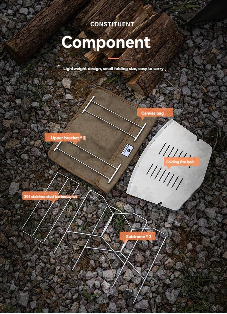 CAMPINGMOON SOLO-A4 Stainless Steel Portable Folding BBQ Grill Outdoor Garden Camping Portable Foldable Cooking Grill