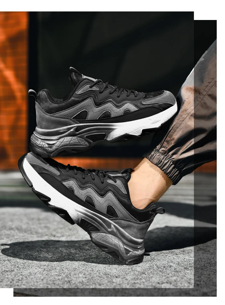 Sports shoes men's four season casual fashion outdoor thick sole breathable comfortable anti slip wear-resistant casual sneakers