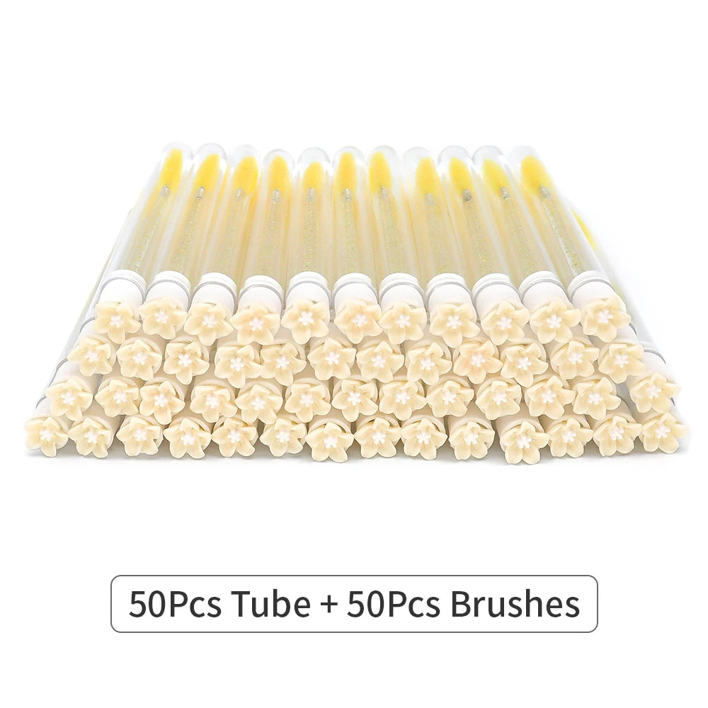 10/50Pcs Eyelash Brush Tubes With Crystal Lash Mascara Wands Eyebrow Comb Spoolies Container Lash Brush Applicators Makeup Tools
